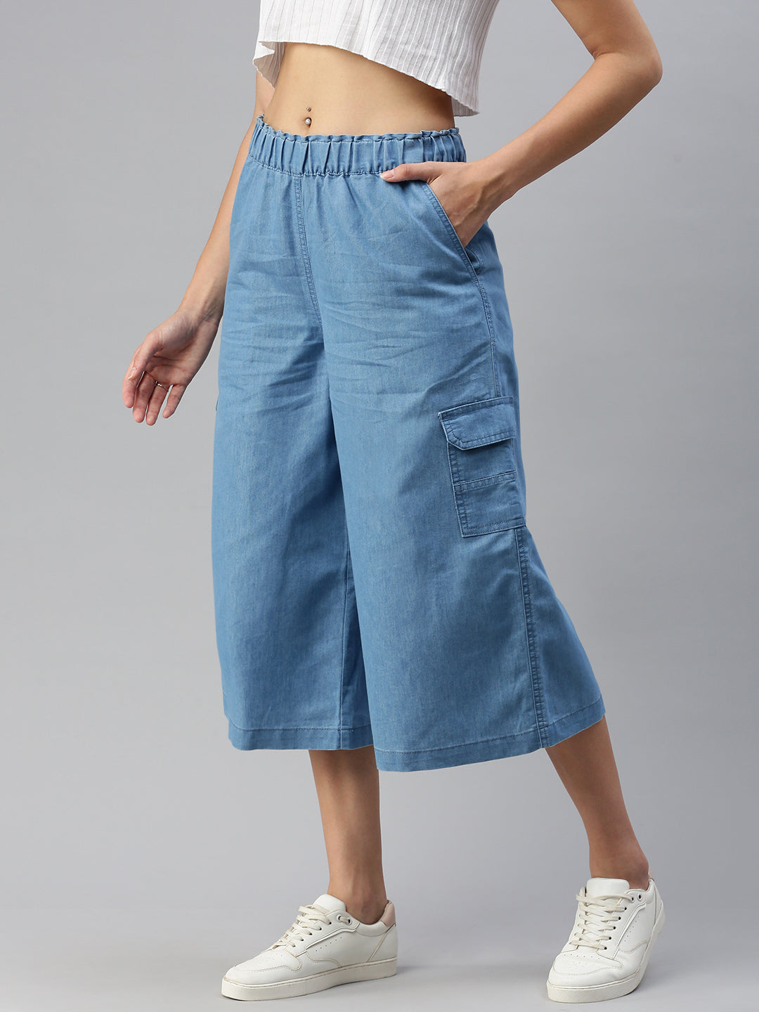 Women Culottes Ice Blue