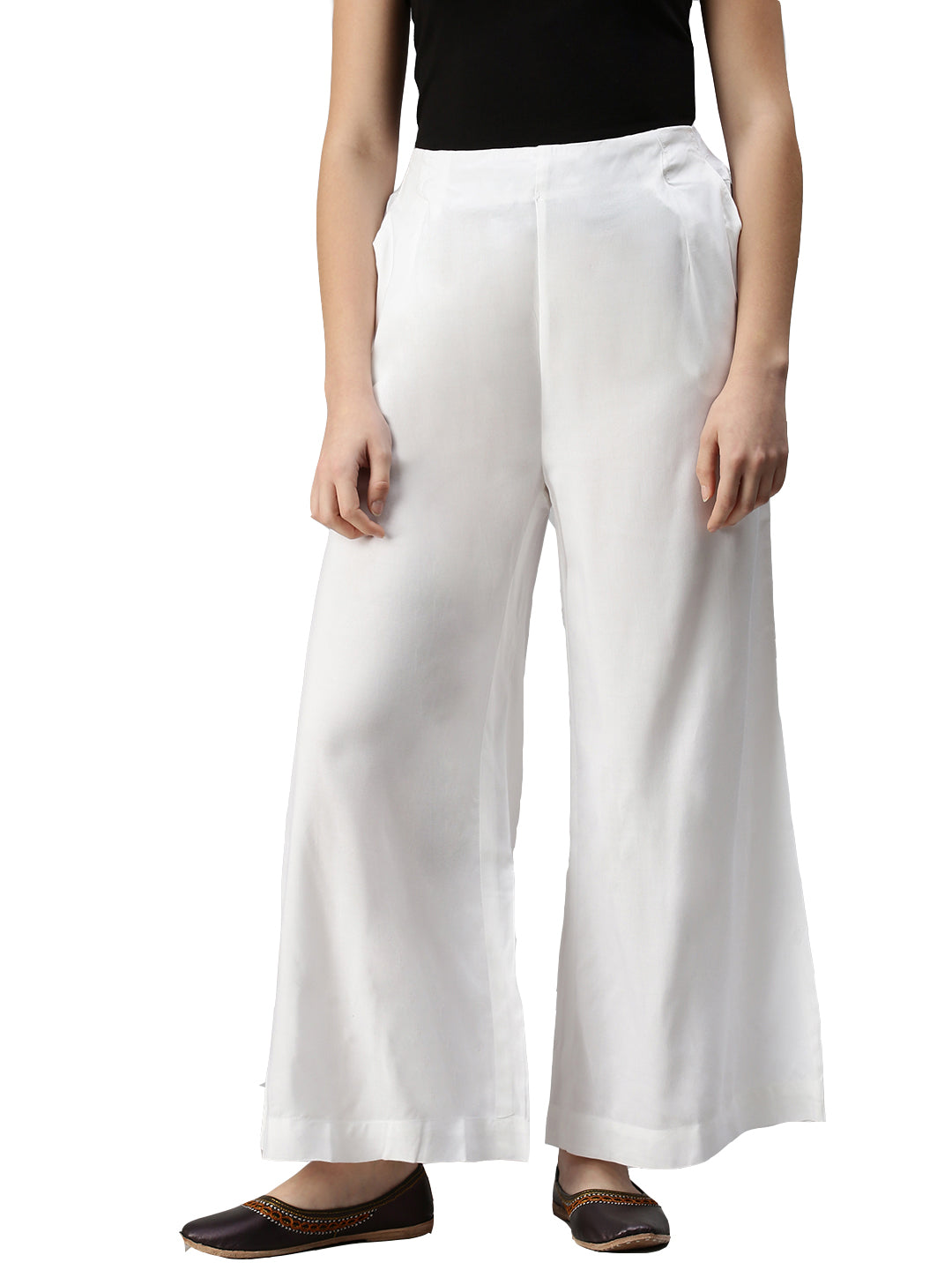 White palazzo deals capri pants