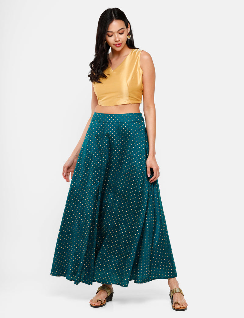 Buy De Moza Women Dark Teal Solid Polyester Skirt - XXL Online at