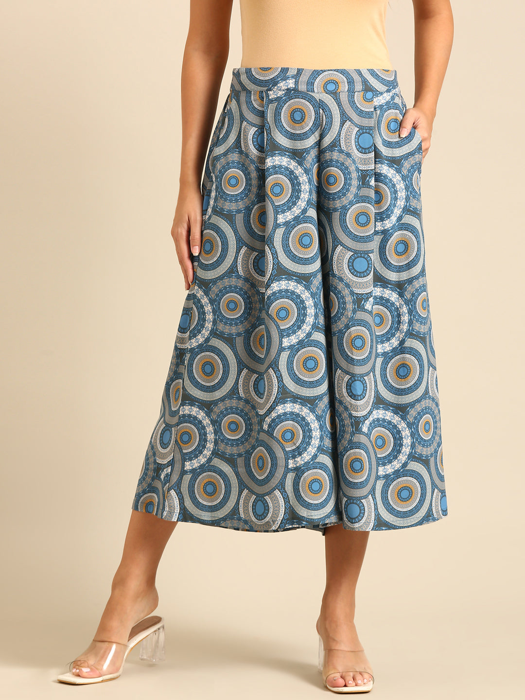 Printed Culottes-Blue