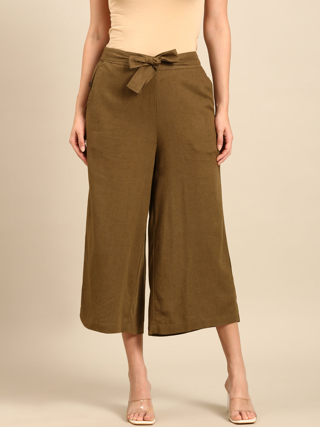 Tie Up Culottes-Olive Green