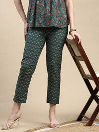 Straight Pant AOP-Green - De Moza