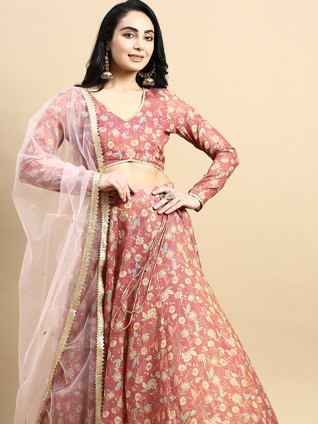 Dupatta Jacquard-Light Pink - De Moza