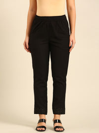 Cigarette Pant Embroidered-Black