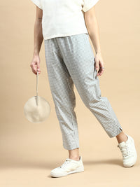 Straight Pant Checked-Grey - De Moza