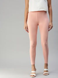 Ankle Length Leggings Cotton-Baby Pink - De Moza