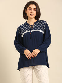 Top Embroidered-Indigo Blue