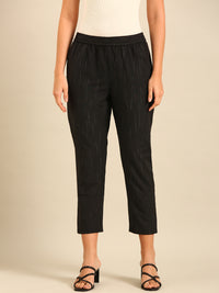 Printed Straight Pant-Black