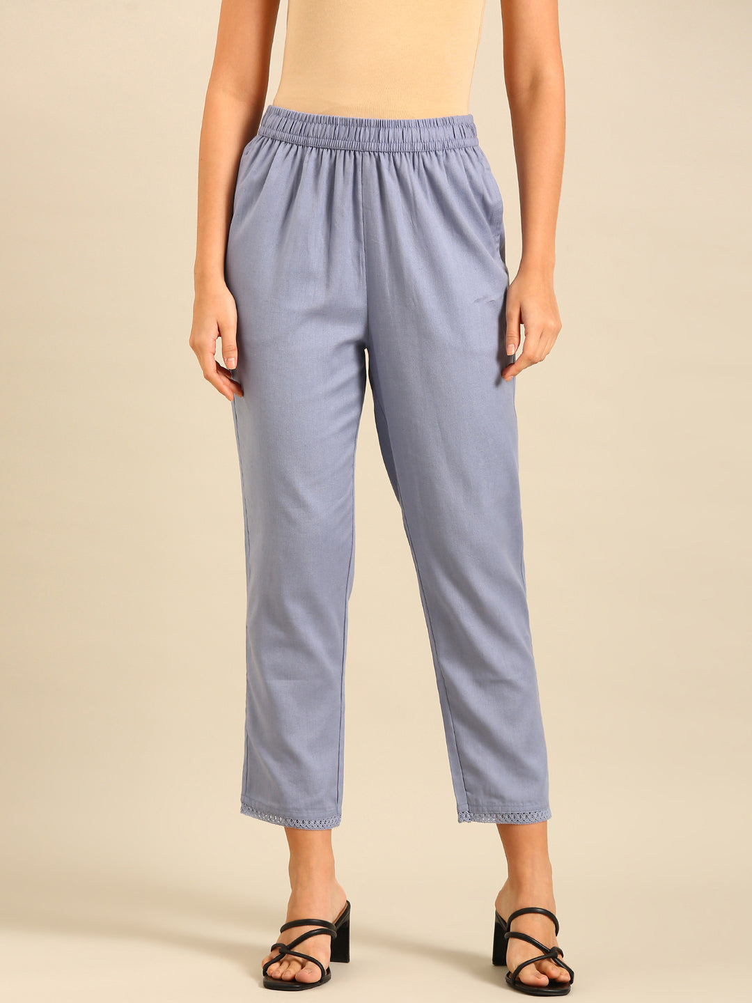 Cigarette Pants-Powder Blue