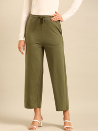 Wide Leg Casual Pant-Olive Green