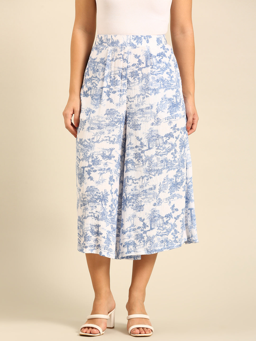 Printed Culottes-Powder Blue