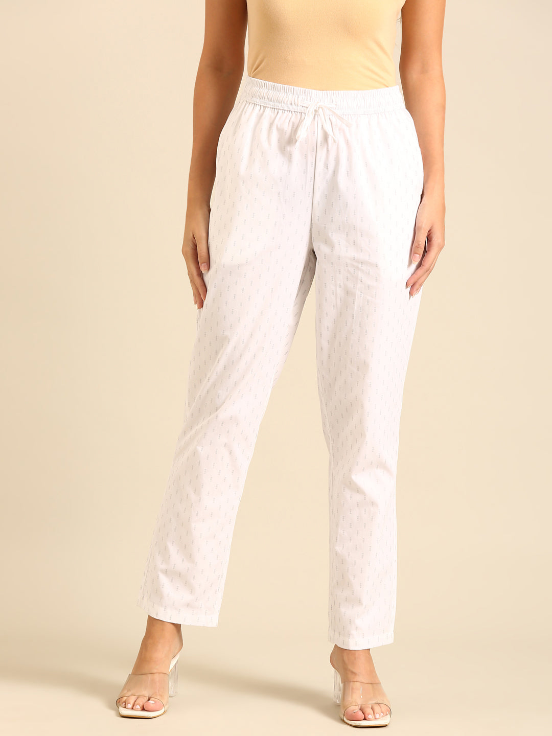 Straight Pant All Over Print-White