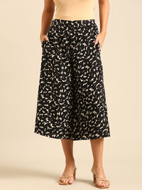 Culottes All Over Print-Black