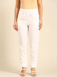 Cigarette Pant Embroidered-White