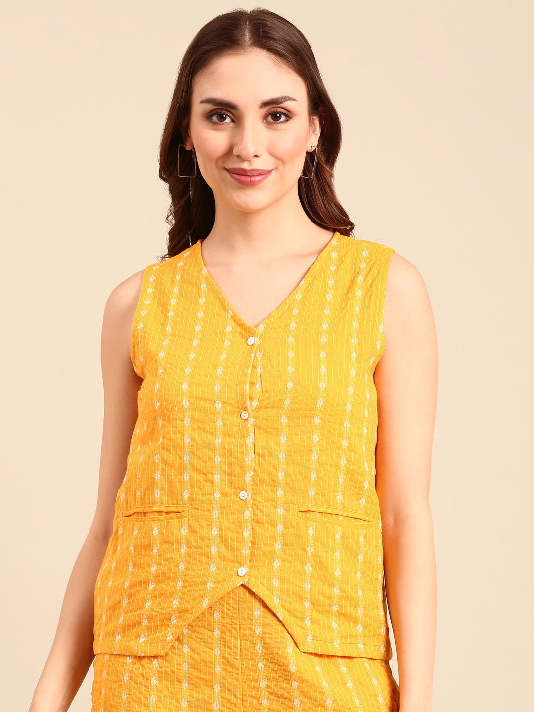 Crop Top Yarn Dyed-Mustard