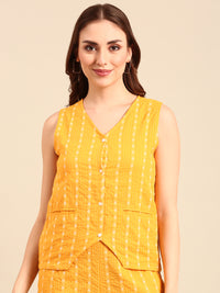 Crop Top Yarn Dyed-Mustard