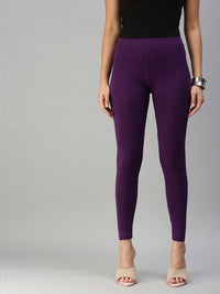 Ankle Length Leggings Cotton-Purple - De Moza