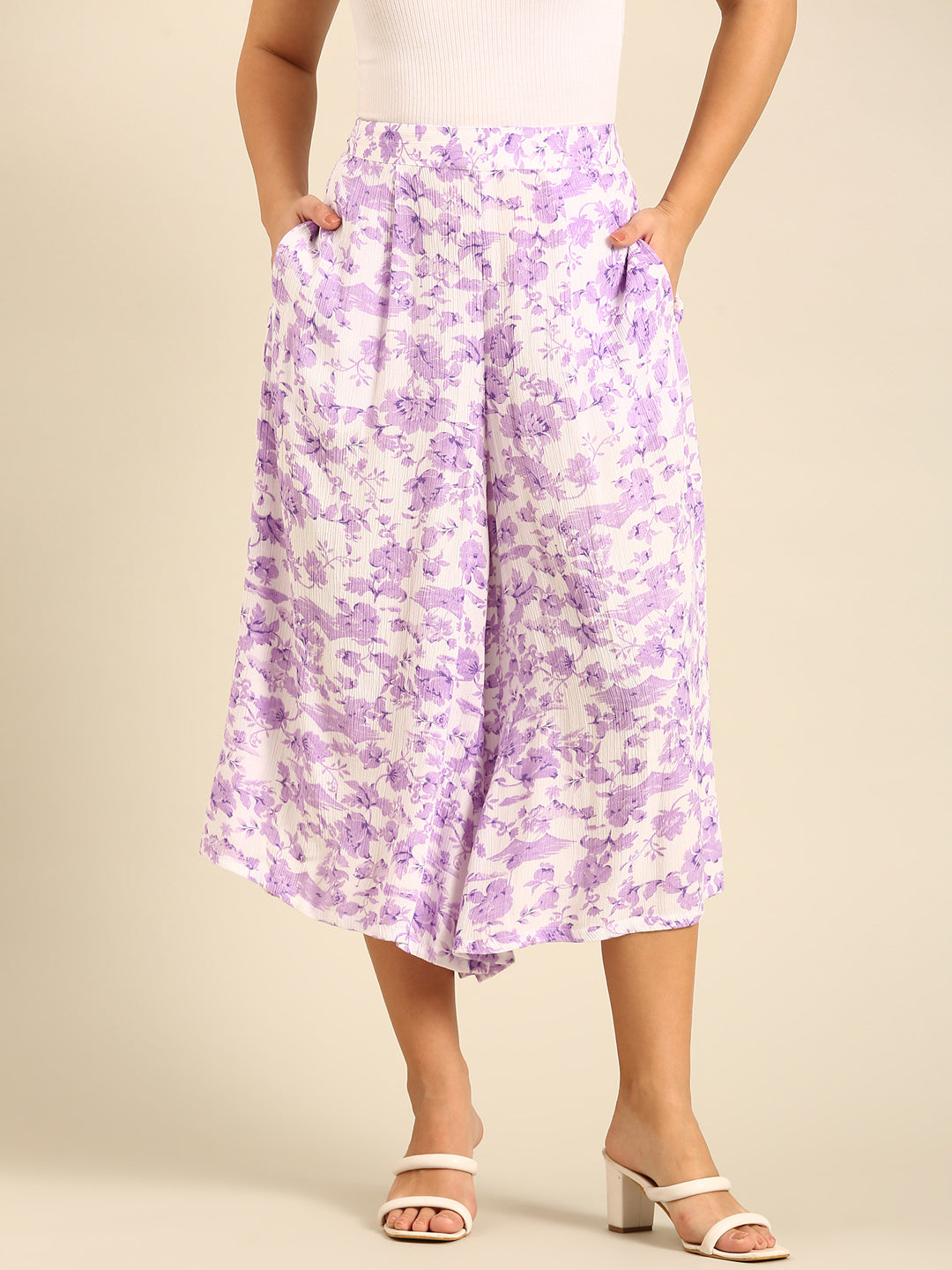 Printed Culottes-Lilac