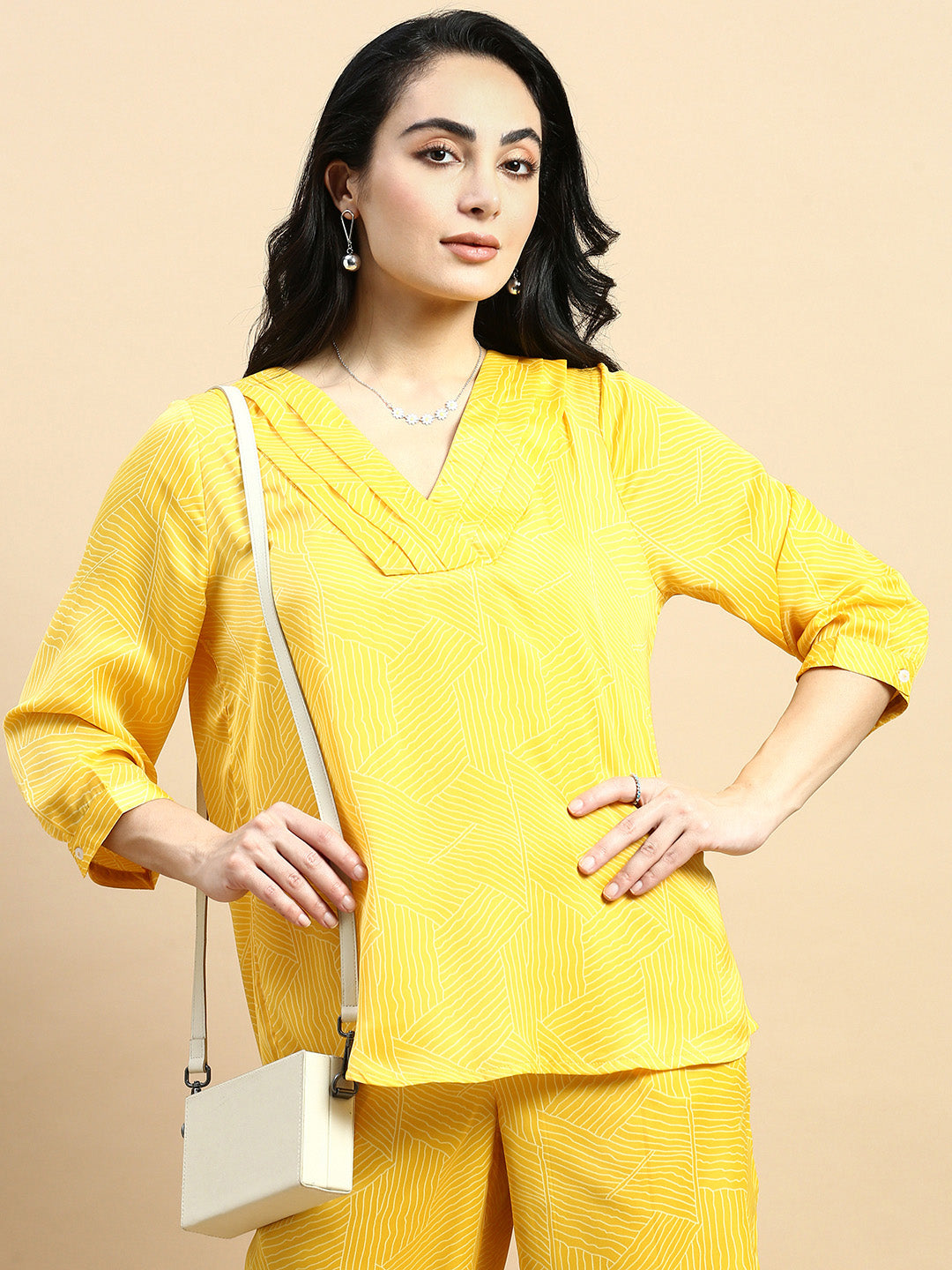 Co-Ord Set (Tunic Top & Palazzo)-Yellow