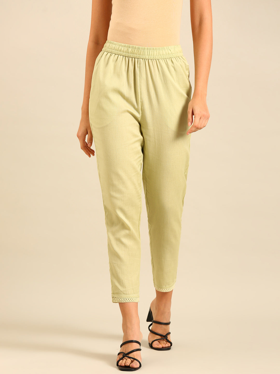 Cigarette Pants-Mint Green