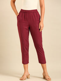 Printed Straight Pant-Wine