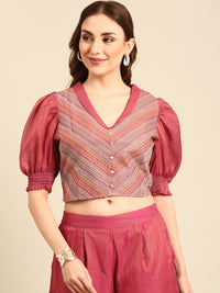 Crop Top Embroidered-Dark Pink