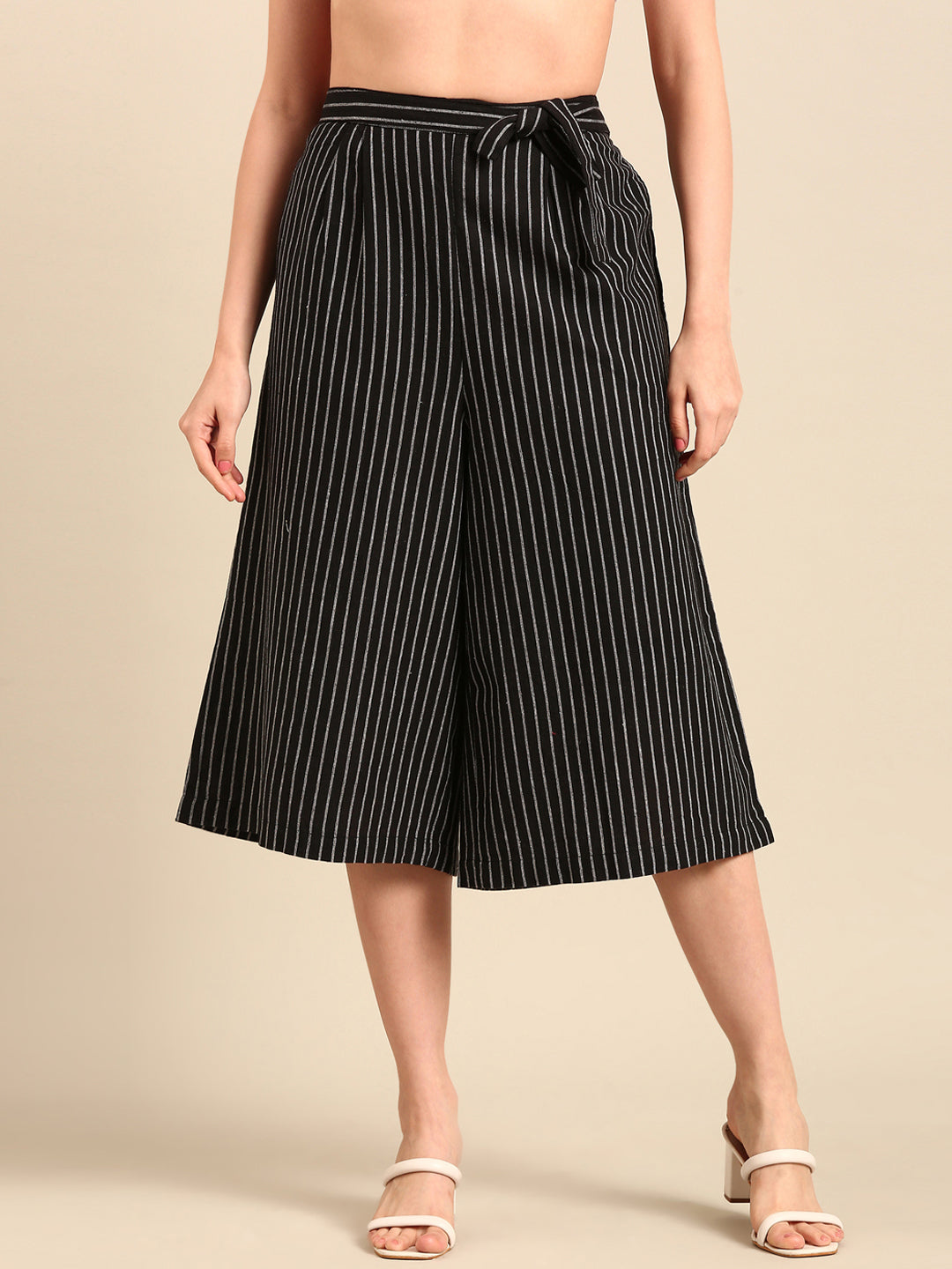 Culottes Stripped-Black