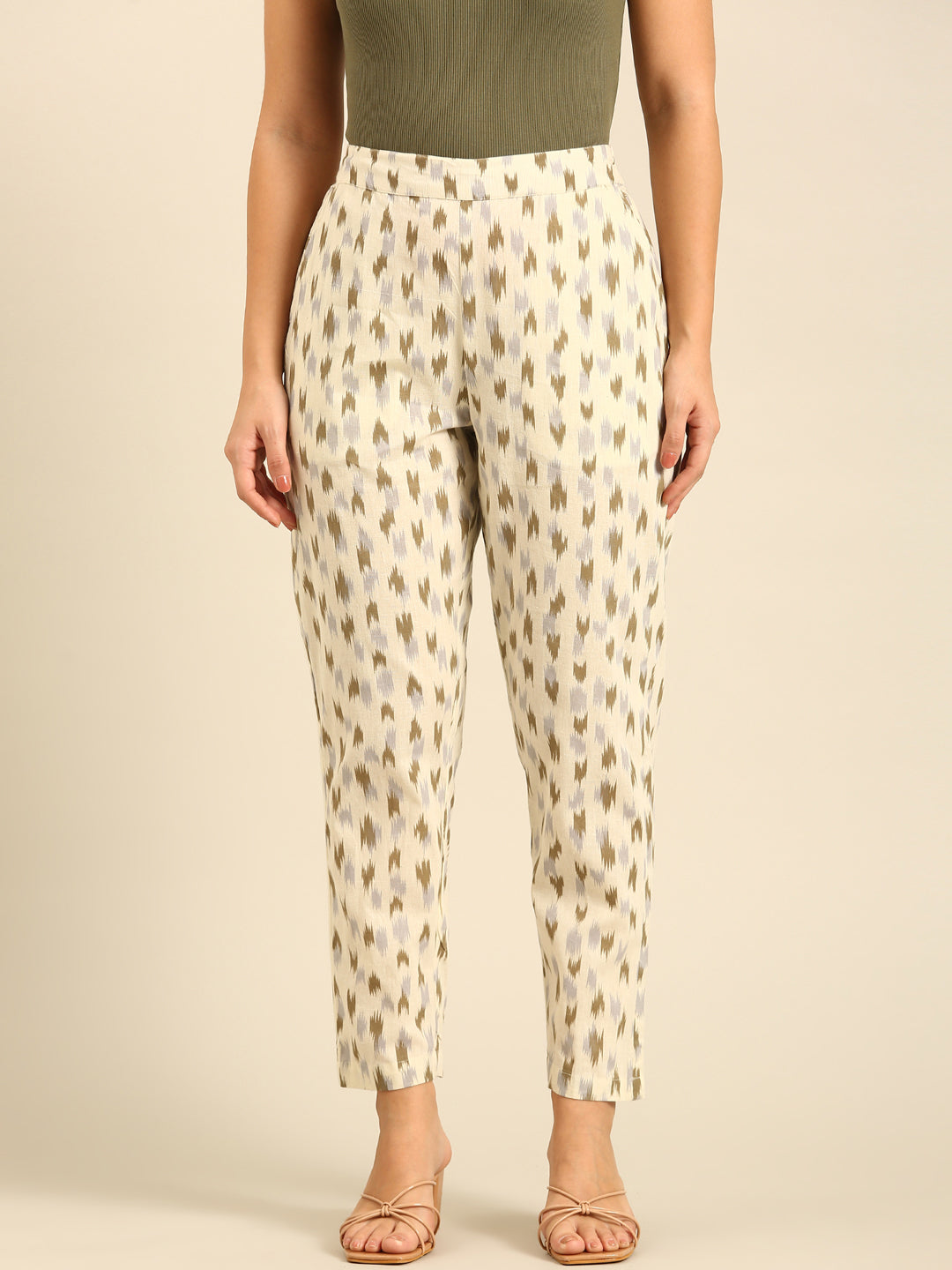 Printed Cigarette Pants-Offwhite