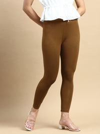 Ankle Length Leggings Viscose-Brown Oak - De Moza