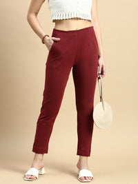 Super Stretch Kurti Pant-Maroon - De Moza