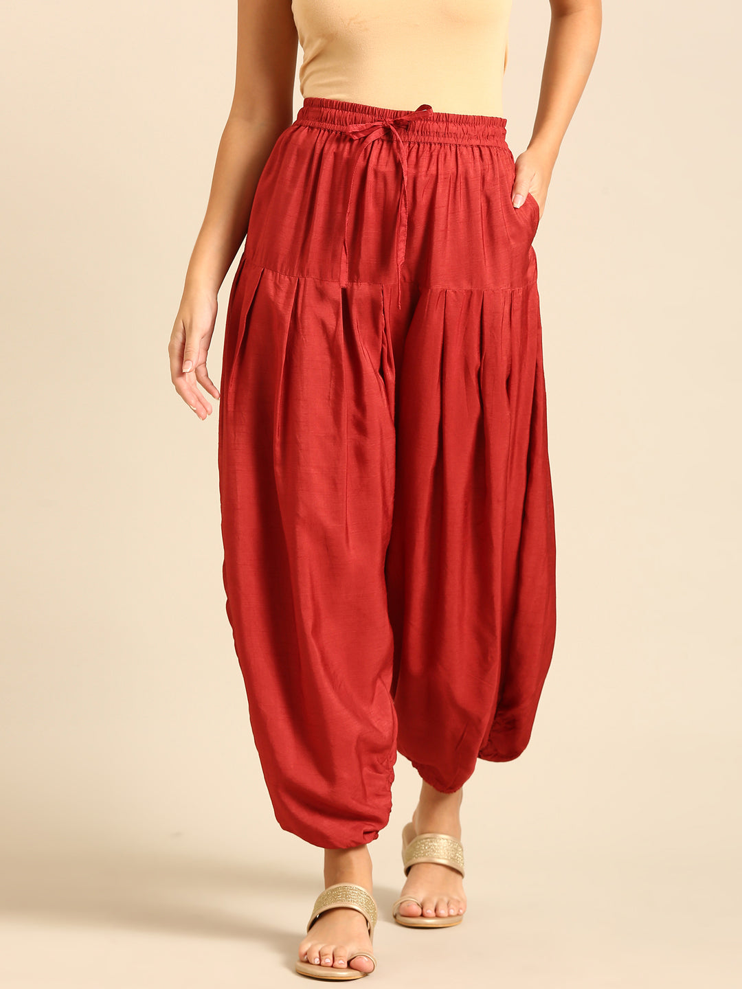 Harem Pant-Brick Red