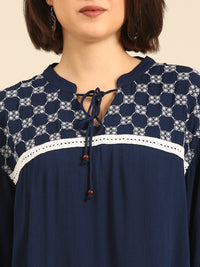 Top Embroidered-Indigo Blue