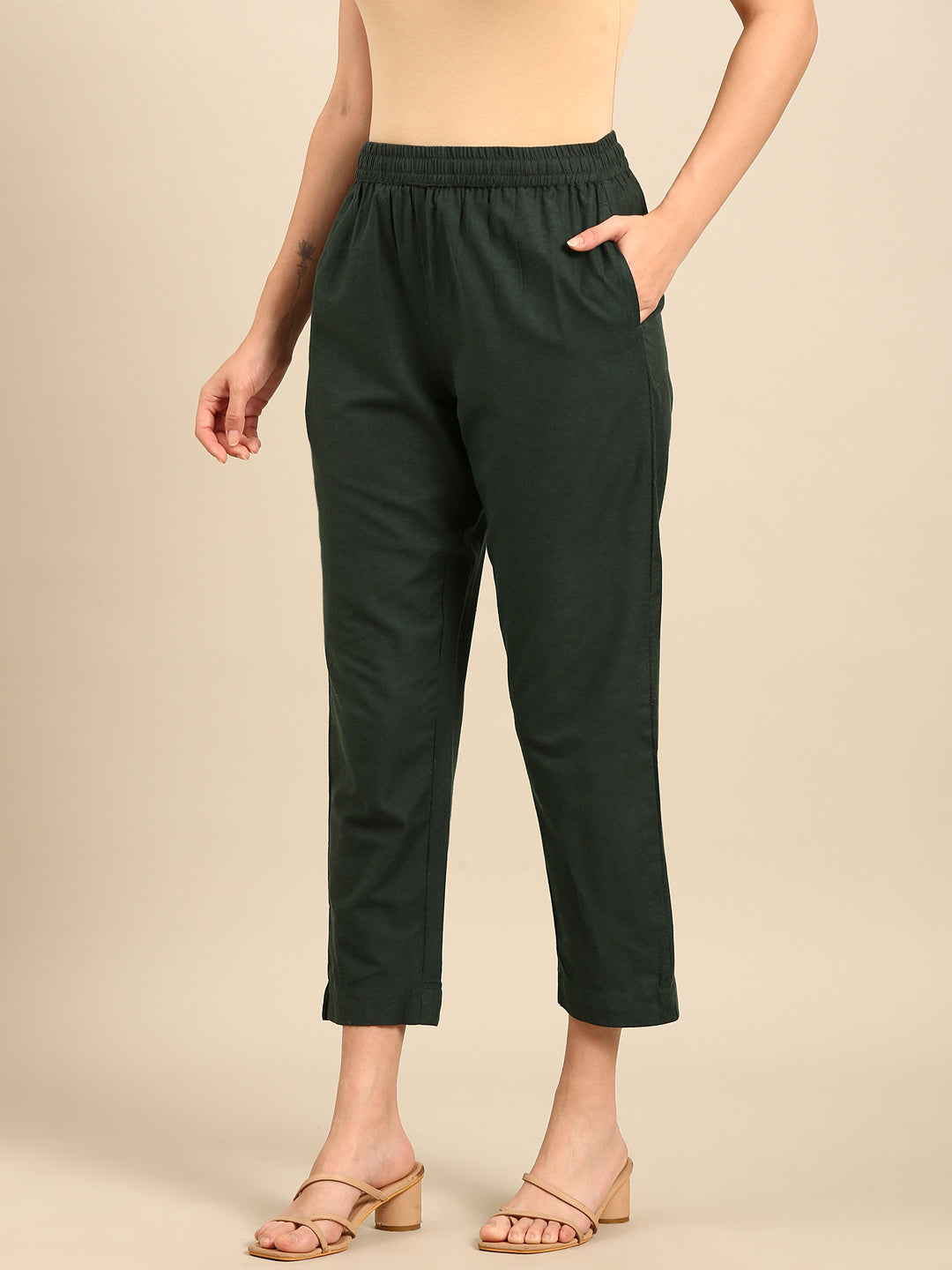 Cigarette Pants-Green