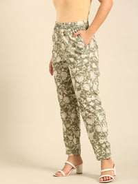 Printed Straight Pant-Mint Green