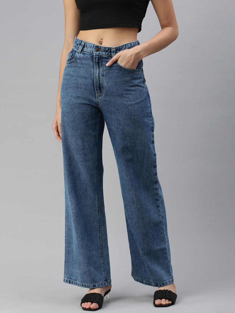 High-waist culotte jeans - Woman, Mango India