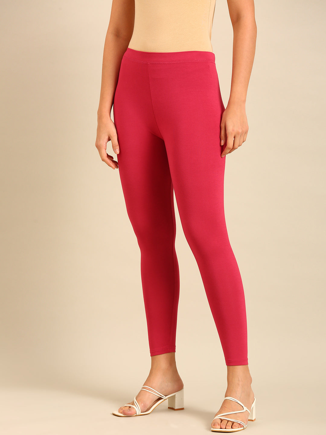 Ankle Length Leggings Viscose-Dark Pink