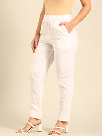 Cigarette Pant Embroidered-White