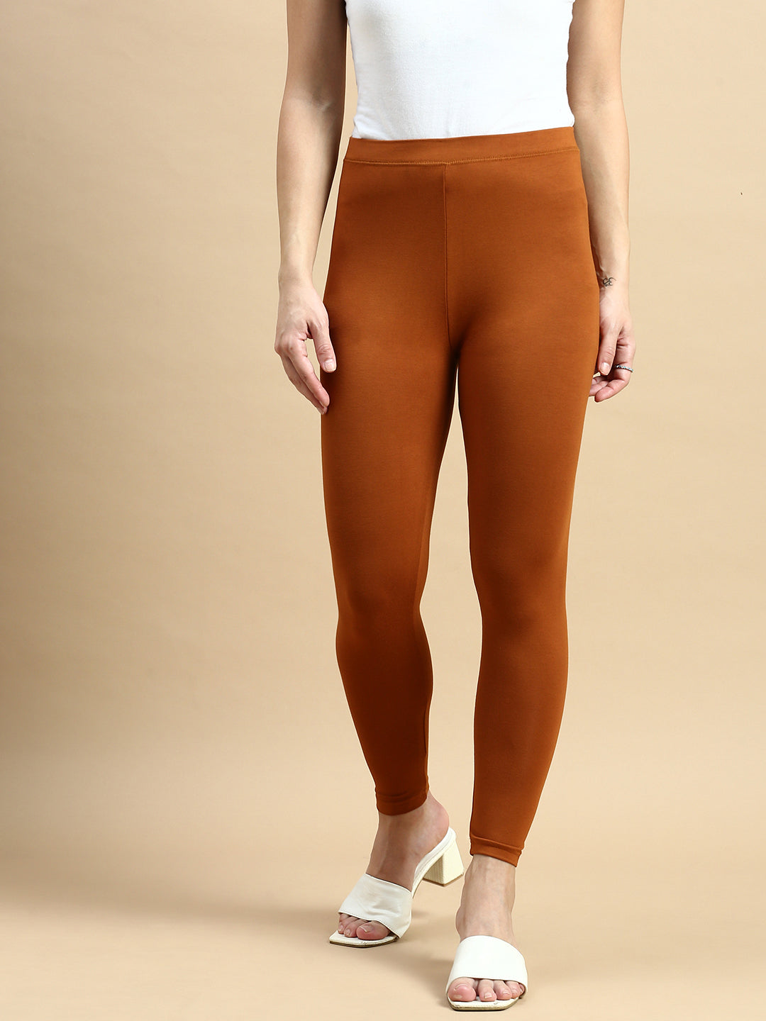 Ankle Length Leggings Viscose-Terracotta - De Moza