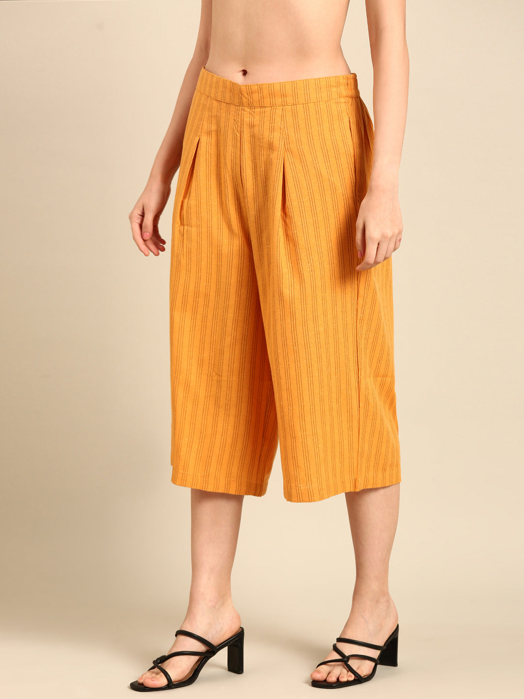 Culottes Stripped-Mustard