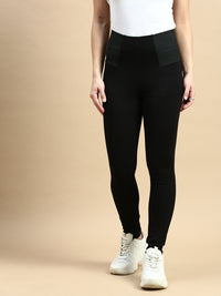 Treggings Woven Jacquard-Black - De Moza