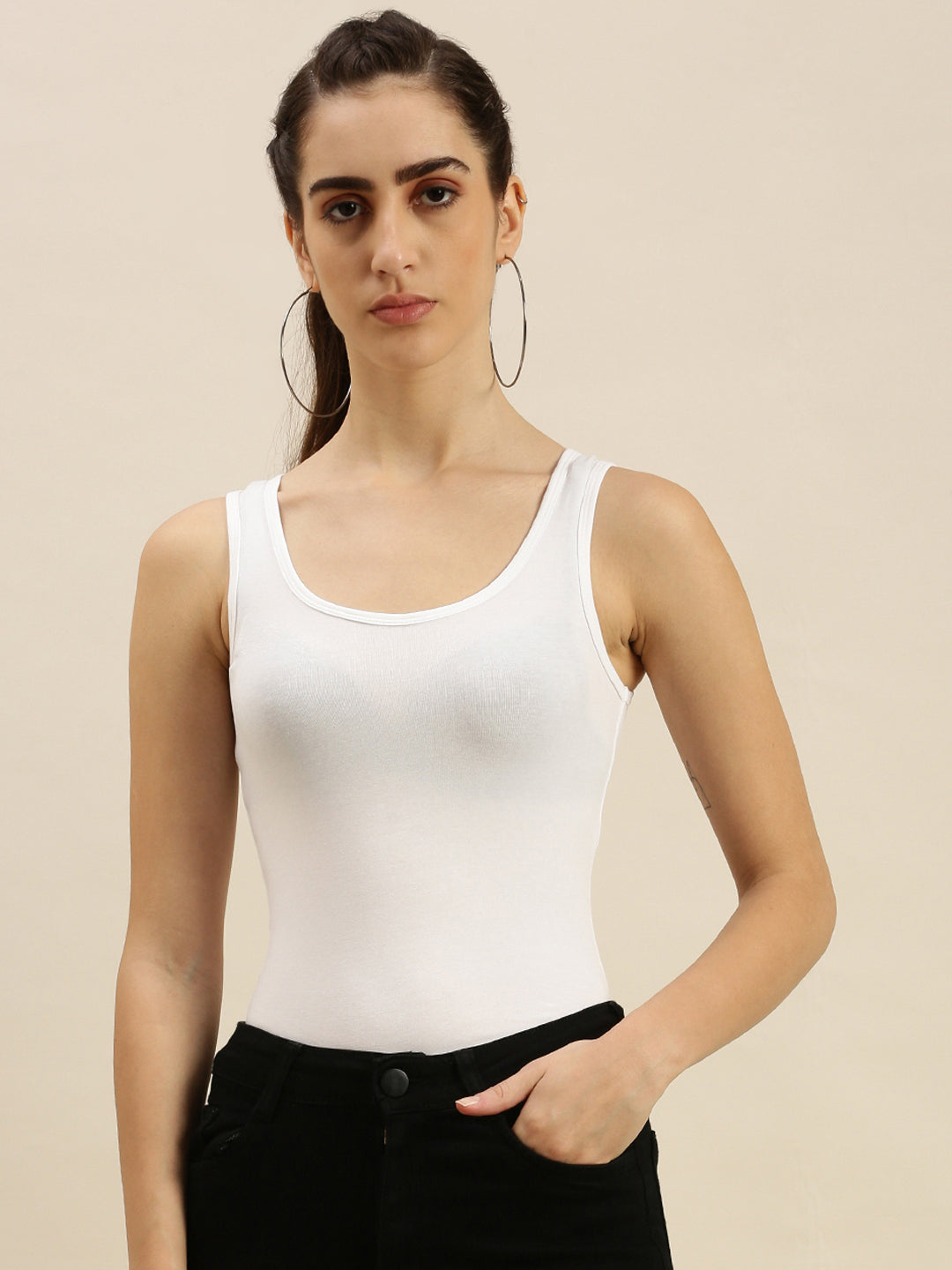 Ladies Razor Back Top Offwhite