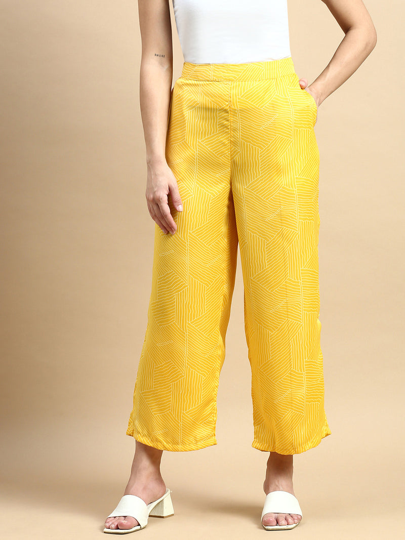 Palazzo All Over Print-Yellow - De Moza