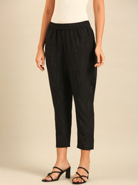 Printed Straight Pant-Black