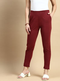 Super Stretch Kurti Pant-Maroon - De Moza