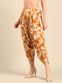 Co-Ord Set Floral Print (Top & Harem Pant)-Yellow