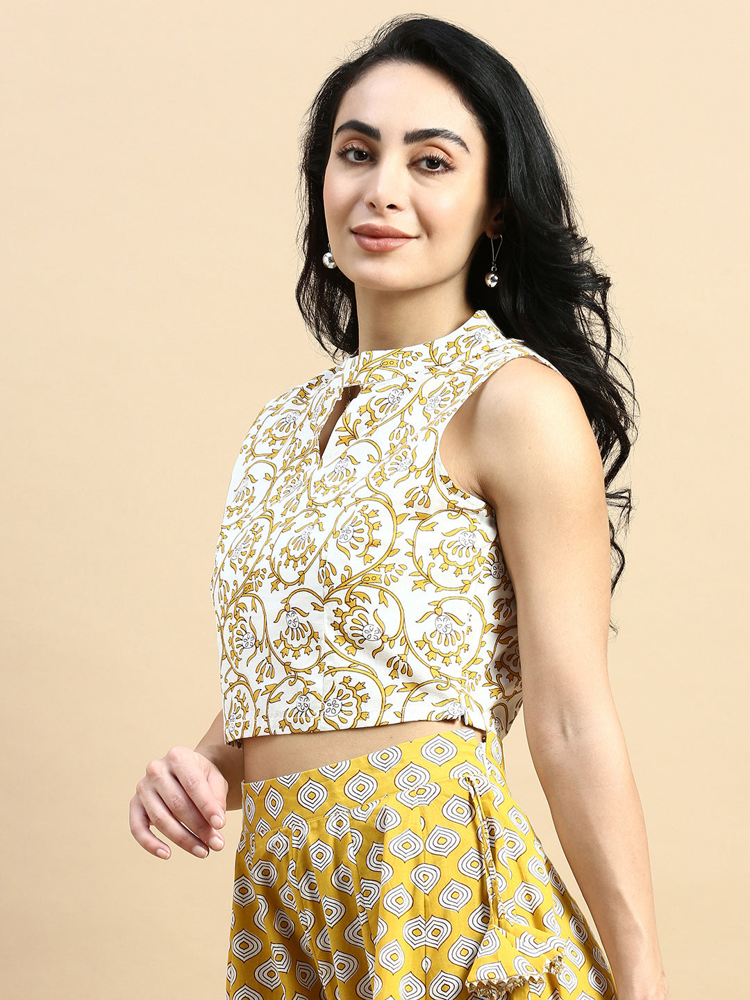 Co-Ord Set (Blouse & Skirt)-Mustard