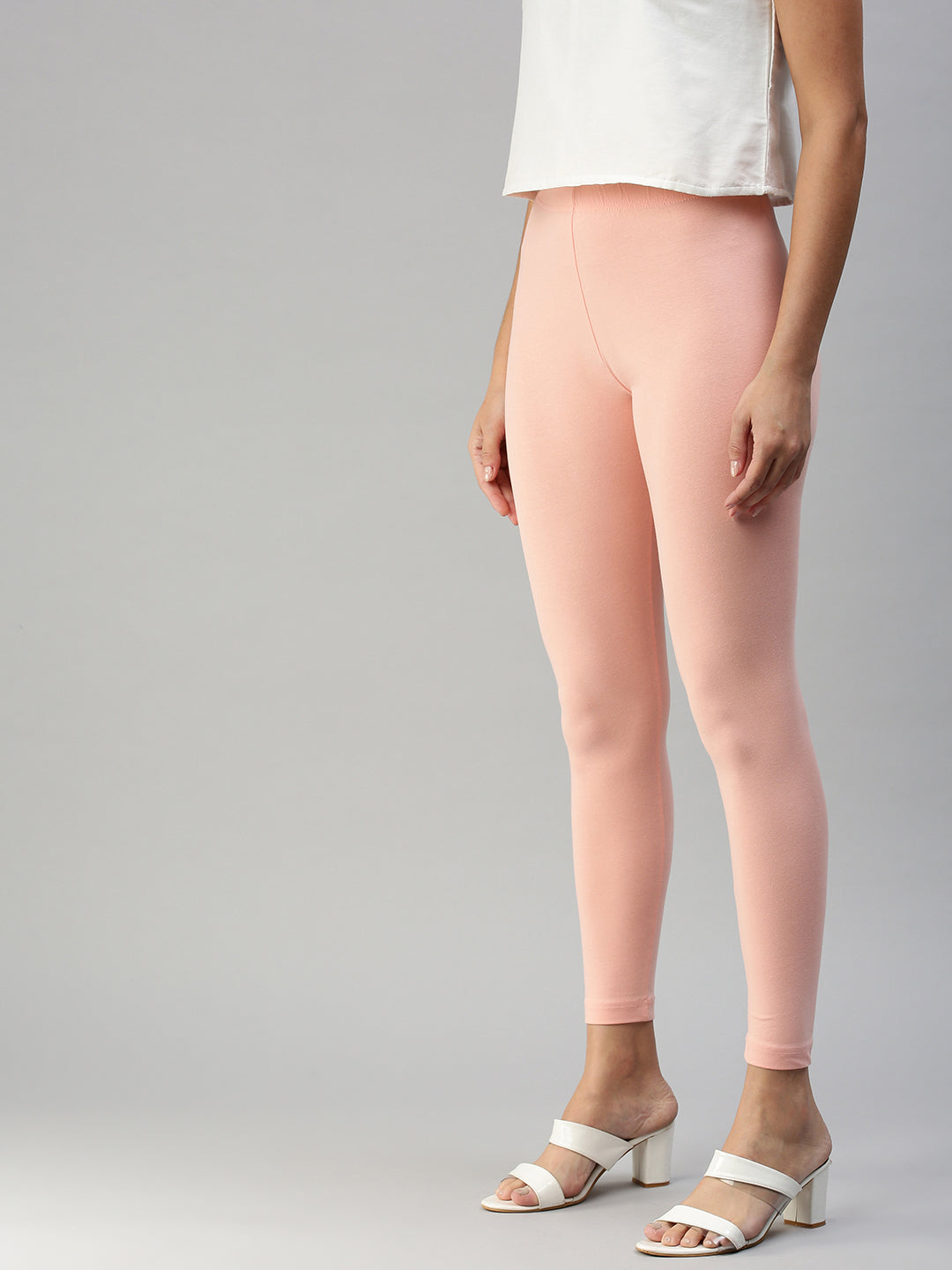 Ankle Length Leggings Cotton-Baby Pink - De Moza