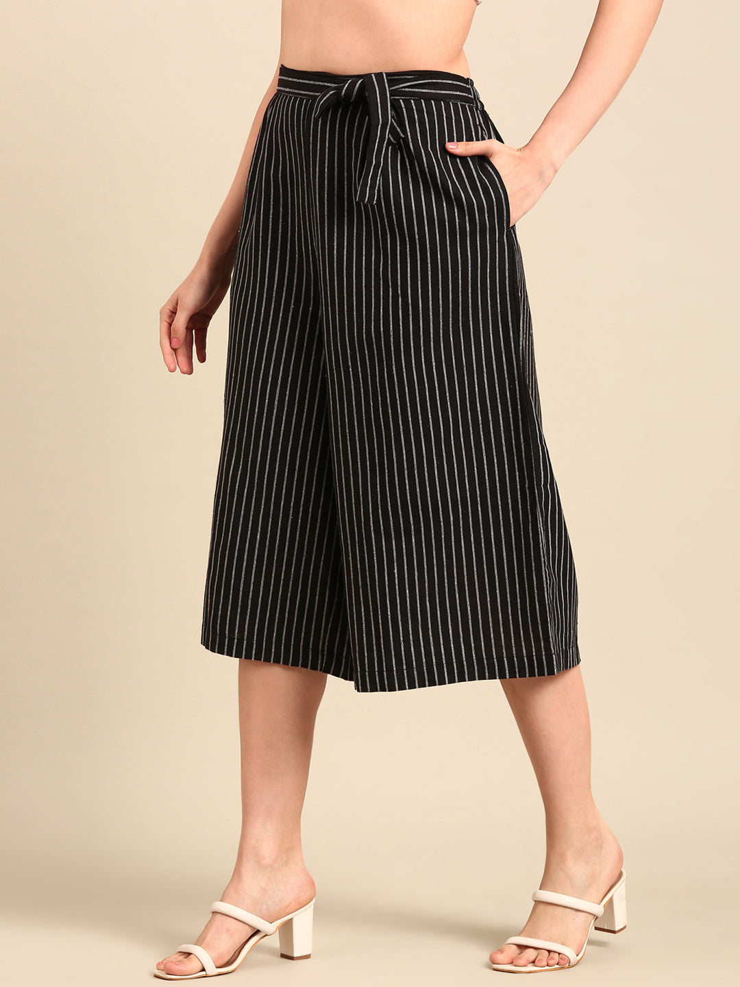 Culottes Stripped-Black