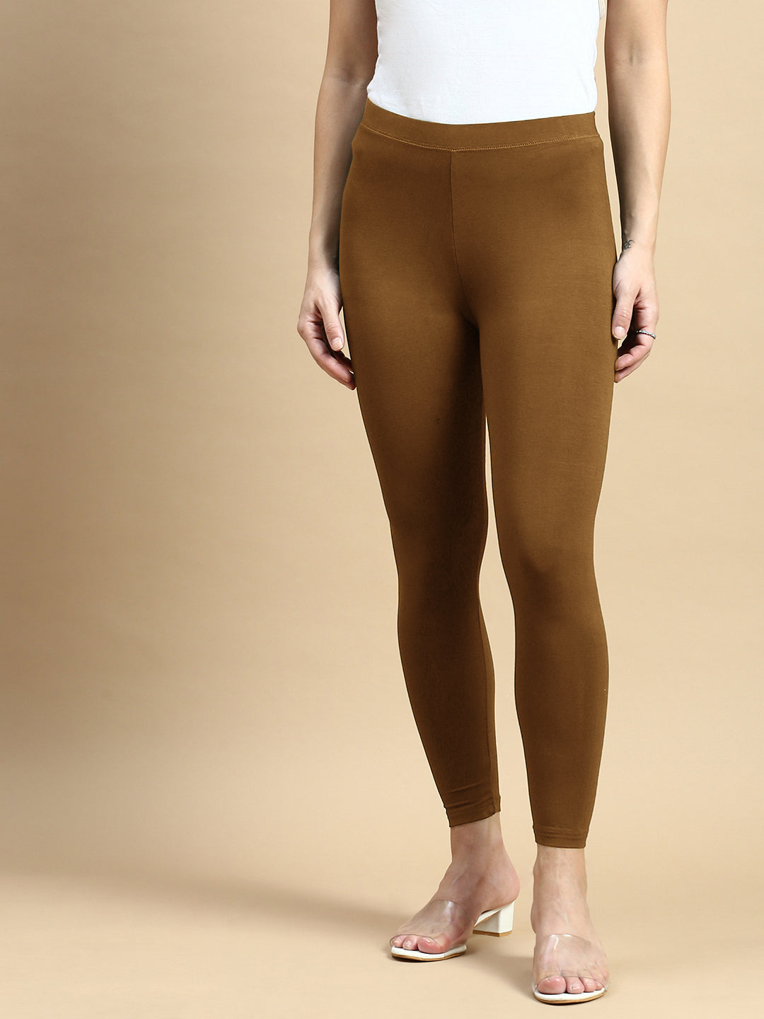 Ankle Length Leggings Viscose-Brown Oak - De Moza