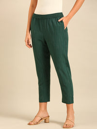 Printed Straight Pant-Bottle Green